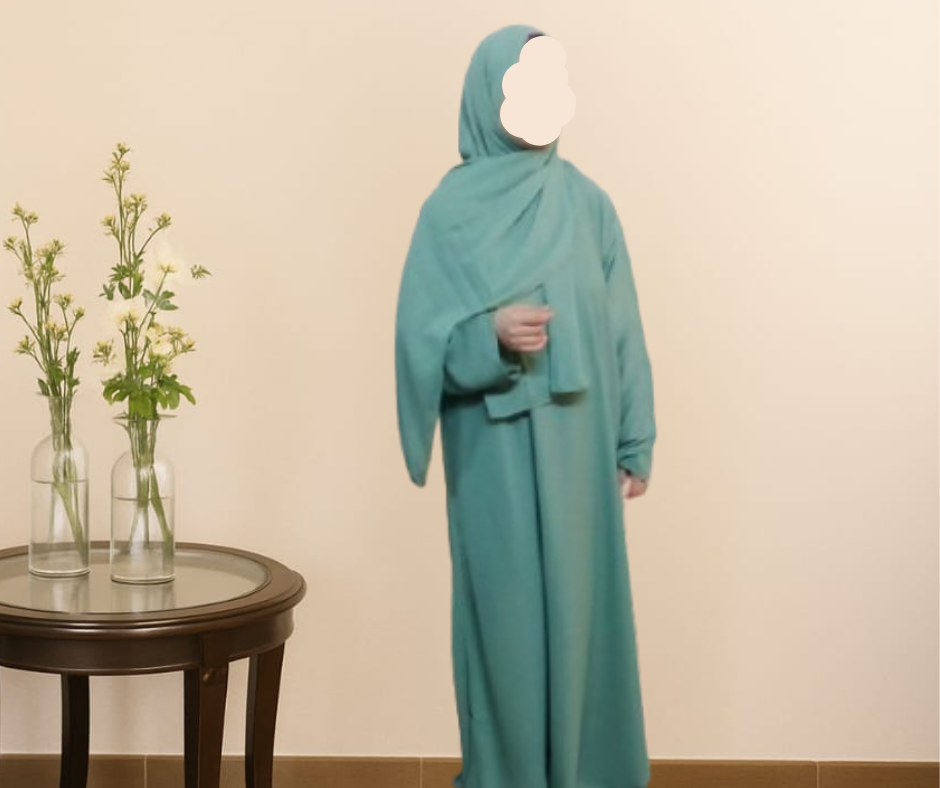 Teal Abaya with Matching Hijab