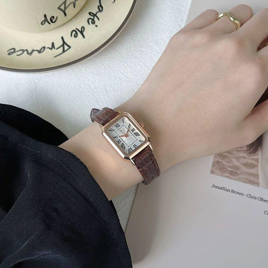 Vintage Watch Women's Temperament Fashion Elegant Blast Barrel Quartz Women's Watch Temperament Literary Trend Simple