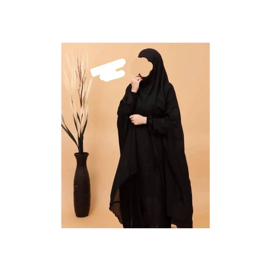 Black Plain Lawn Khimar - 1 Pc Elegant Wrap