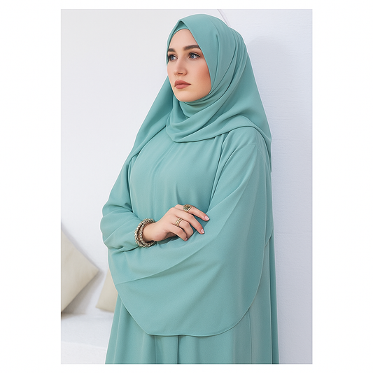Teal Abaya with Matching Hijab