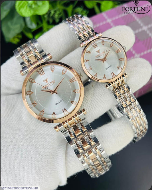 Stylish Couple Watches - 2 Pcs Quartz Movement, Water Resistant, Unisex Design