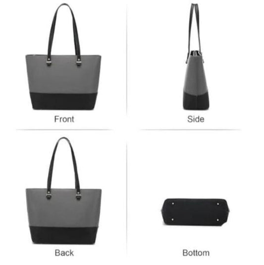 Grey 3-Piece Textured Handbag Set