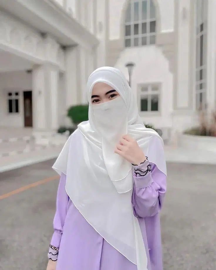 Chiffon 2 Pcs Hijab Set - Plain Design for Versatile Styling